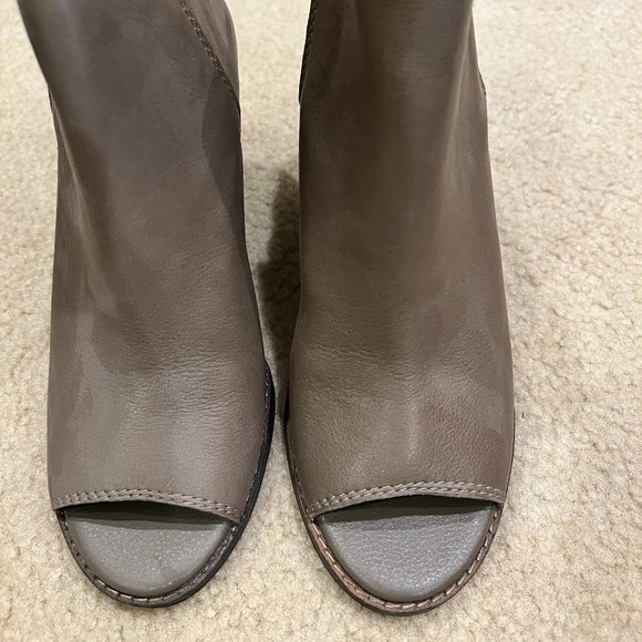 Lucky Brand Shoes - Lucky Brand dark taupe peep toe wedge booties, size 7.5